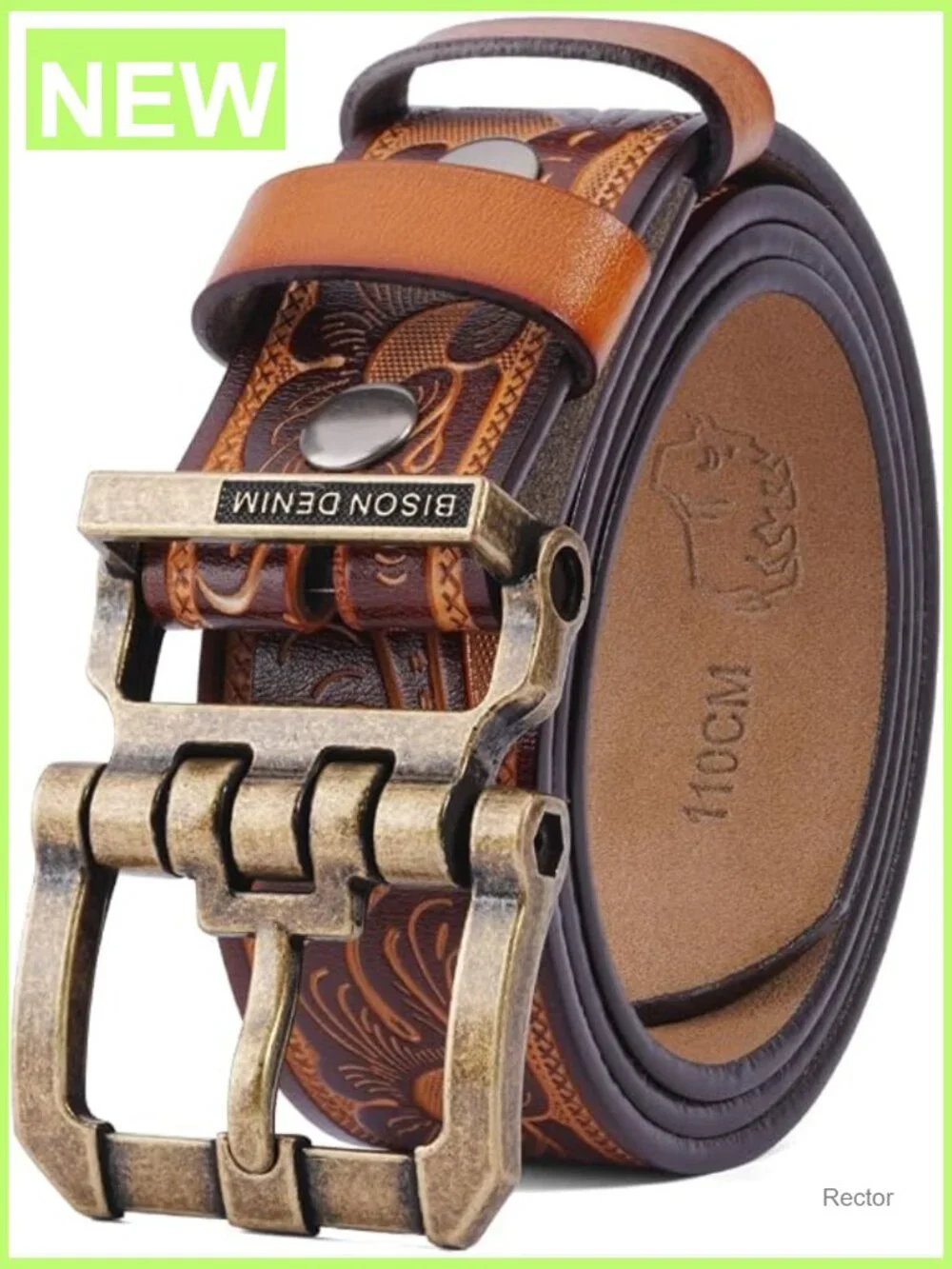 Genuine Leather Western Belt, Heavy Duty Single Prong Buckle, 1.5 Inch Wide